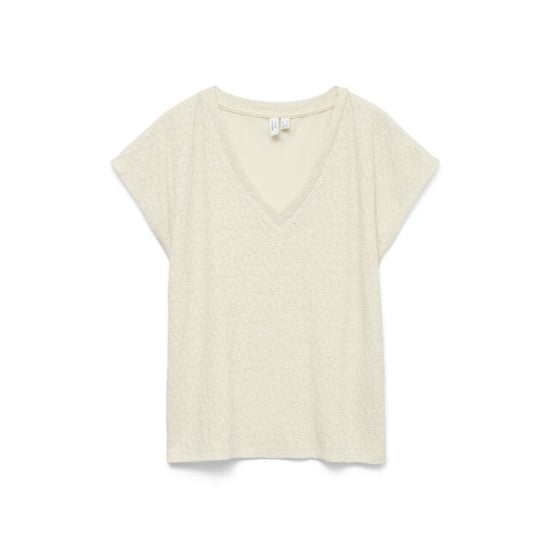 Vero Moda vmkimmie s/s v-neck top jrs btq 10346072 birch - Image 1