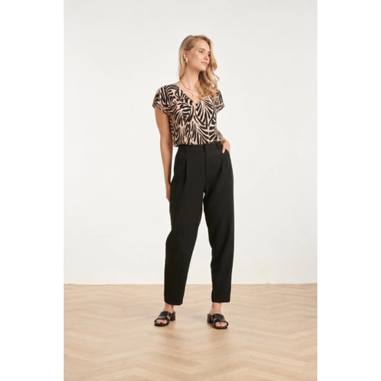 Smashed Lemon V-hals top met grafische palmprint in bruin en beige | - Image 3