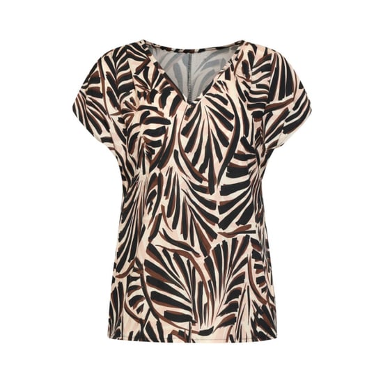 Smashed Lemon V-hals top met grafische palmprint in bruin en beige | - Image 6