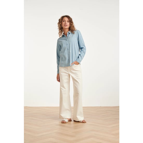 Smashed Lemon Lichtblauwe blouse met geborduurde sterren en hartjes | - Image 1