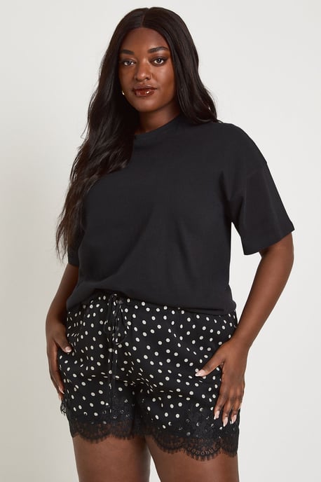 Plus Lace Trim Chiffon Shorts - Image 3