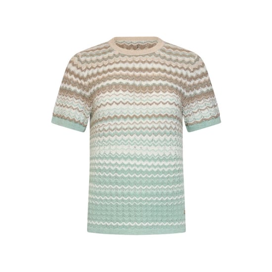Smashed Lemon Gebreide top met zigzag print in groen en beige | - Image 3
