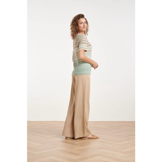 Smashed Lemon Gebreide top met zigzag print in groen en beige | - Image 4