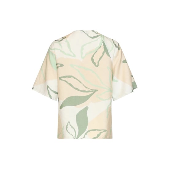 Smashed Lemon Losse top met groene en beige bladprint en v-hals | - Image 5