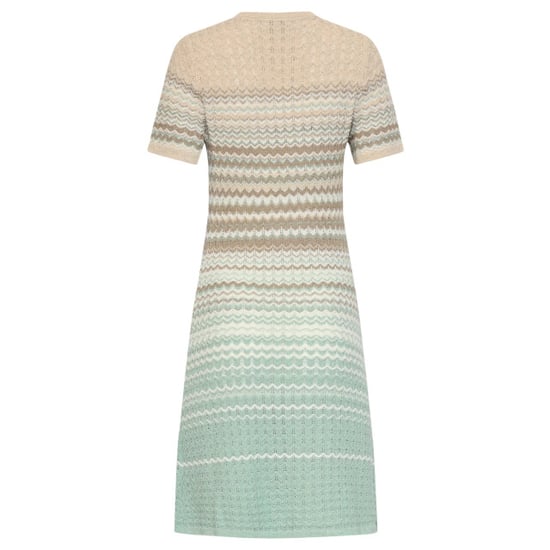 Smashed Lemon Gebreide jurk met zigzag print in groen en beige | - Image 2