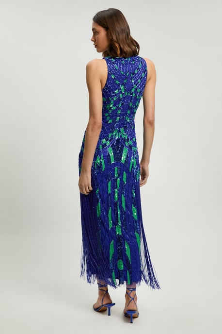Embellished Geo Halter Woven Maxi Dress - Image 3