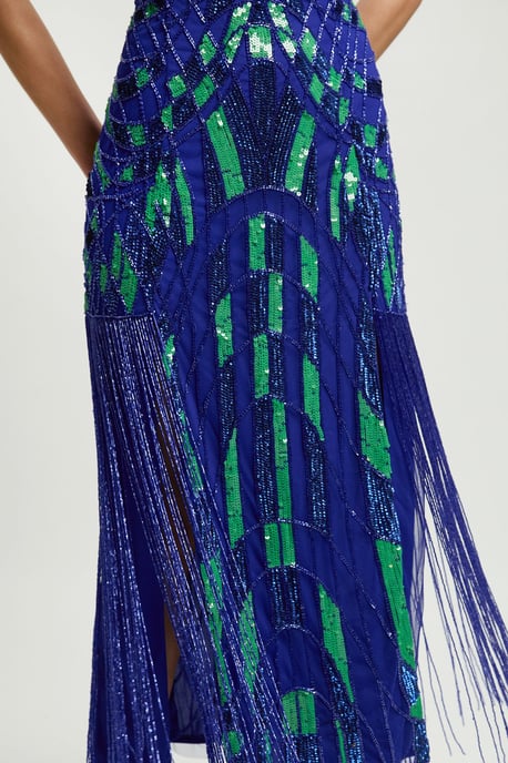 Embellished Geo Halter Woven Maxi Dress - Image 4