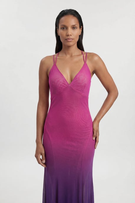 Ombre Sunset Mesh Strappy Beach Dress - Image 2