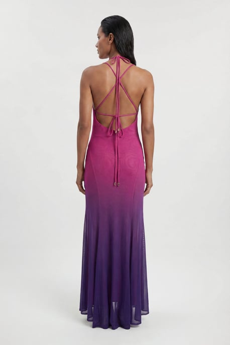 Ombre Sunset Mesh Strappy Beach Dress - Image 3
