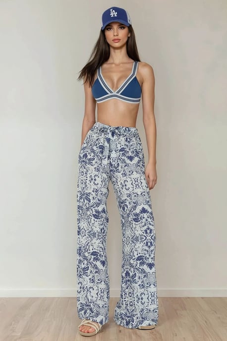 Geprinte Wijde Pantalon met Touwtjes - Image 1
