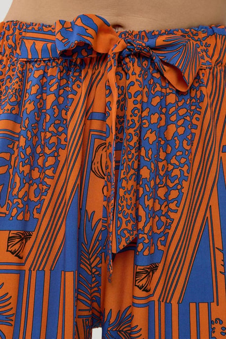 Printed Wide Leg Pants with Drawstring - Image 4