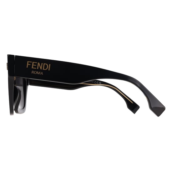 Fendi Square Womens Shiny Black Smoke Grey FE40101I Fendi Roma - Image 3