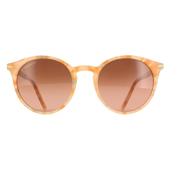 Serengeti Round Womens Shiny Peach Marble Mineral Polarized Drivers Gradient Leonora - Image 1