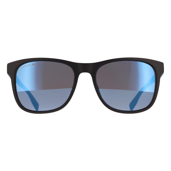 Lacoste Rectangle Mens Matte Black Sild Grey Blue Mirror L6031S - Image 1