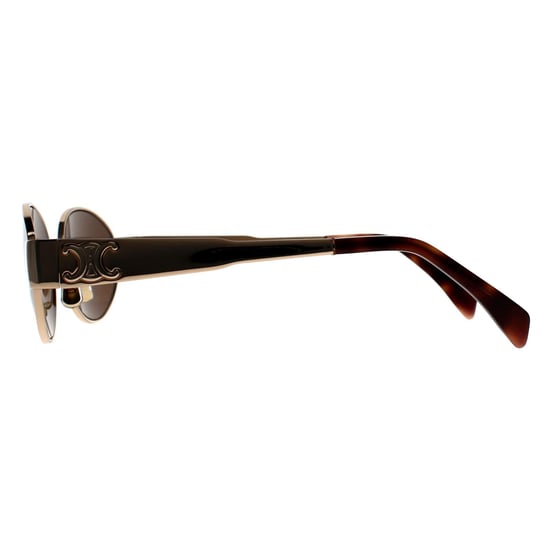 Celine Oval Womens Shiny Yellow Gold Brown Silver Mirror CL40235U Metal Triomphe - Image 3