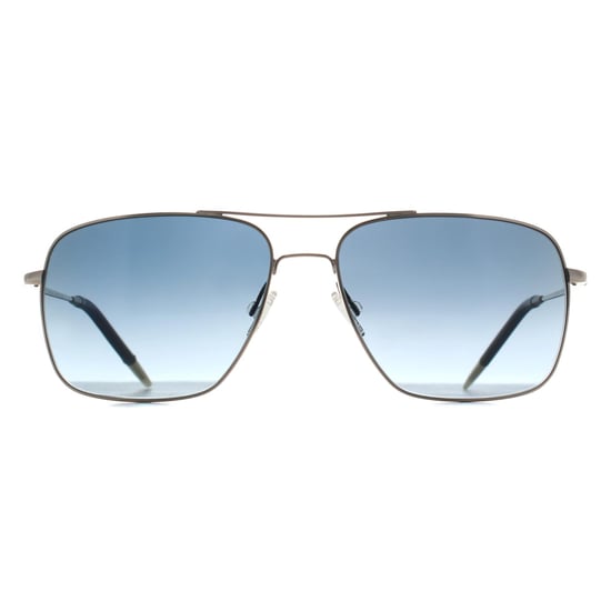 Oliver Peoples Rectangle Unisex Silver Blue Gradient Polarized OV1150S Clifton - Image 1