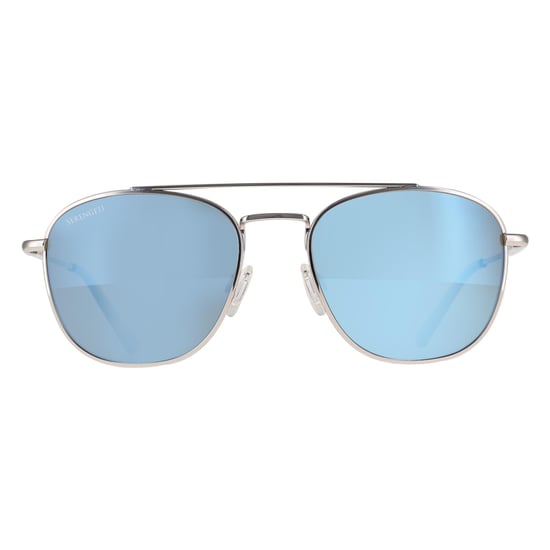 Serengeti Aviator Unisex Shiny Silver Mineral Polarized 555nm Blue Carroll - Image 1