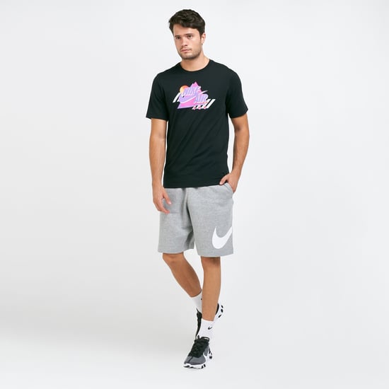 Nike Grey Graphic Tick Fleece Shorts - Image 2