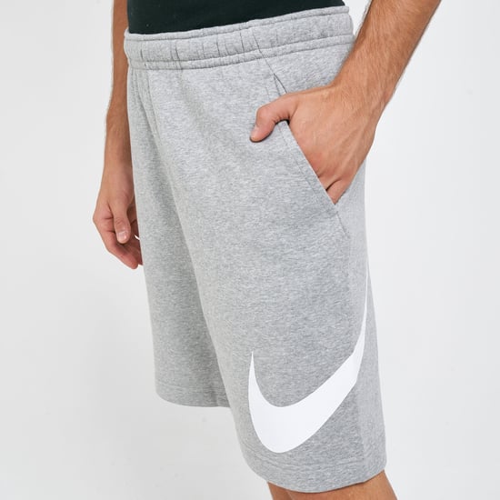 Nike Grey Graphic Tick Fleece Shorts - Image 3