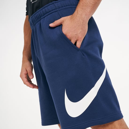 Nike Navy Graphic Tick Fleece Shorts - Image 3