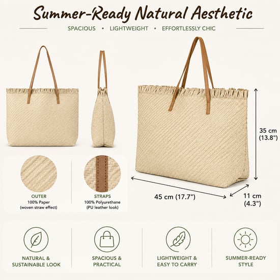 Large Woven Straw Beach Bag - Open-Top Summer Tote in 3 Colours - Image 3