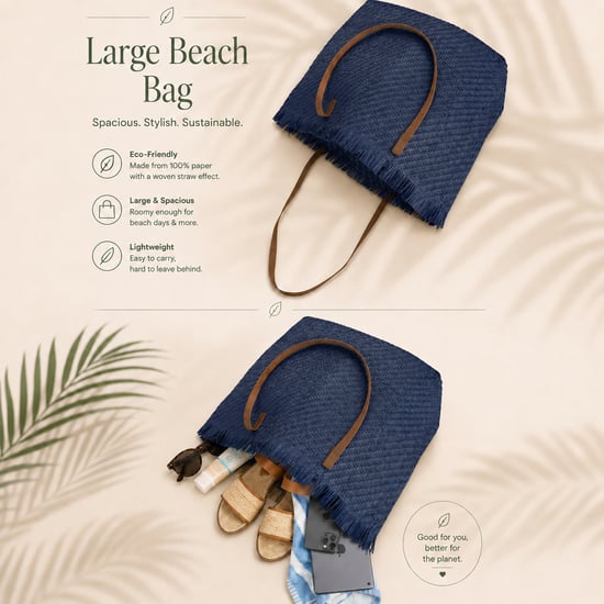 Large Woven Straw Beach Bag - Open-Top Summer Tote in 3 Colours - Image 4