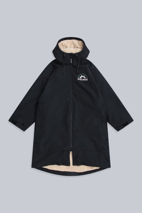 'Hazey' Women's Changing Robe with Pockets Waterproof Summer Beach Parka Black - Image 5