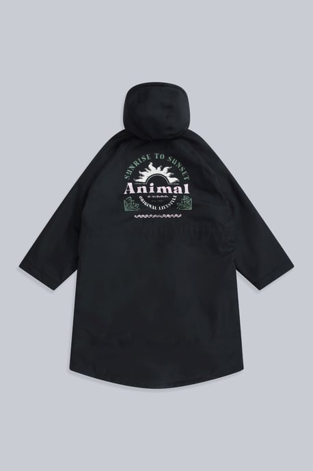 'Hazey' Women's Changing Robe with Pockets Waterproof Summer Beach Parka Black - Image 6