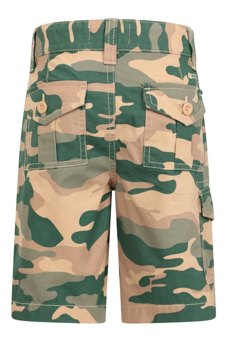 'Camo' Kids Cargo Shorts Cotton Multiple Pockets Comfy Casual Bottoms Ecru - Image 3