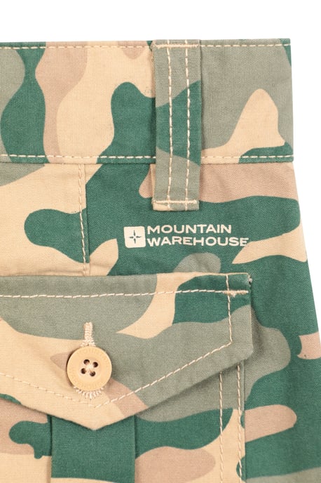 'Camo' Kids Cargo Shorts Cotton Multiple Pockets Comfy Casual Bottoms Ecru - Image 5