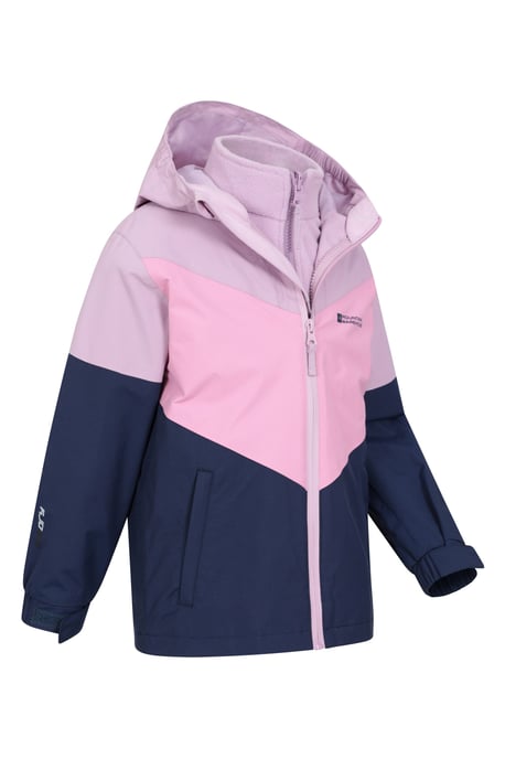 'Lightning' Kids 3 in 1 Waterproof Jacket Inner Fleece Full Zip Hood Winter Coat Dark Blue - Image 2