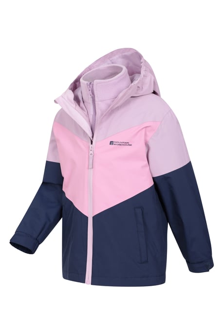 'Lightning' Kids 3 in 1 Waterproof Jacket Inner Fleece Full Zip Hood Winter Coat Dark Blue - Image 4