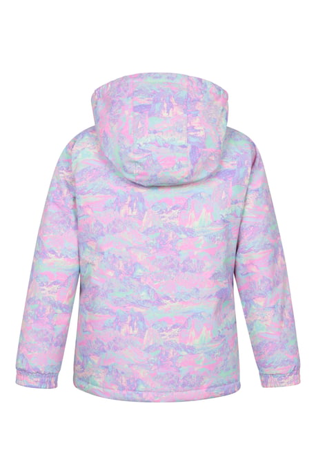 'Snowdrop' Kids Printed Ski Jacket with Detachable Hood Snow Proof Pale Blue - Image 4