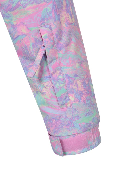 'Snowdrop' Kids Printed Ski Jacket with Detachable Hood Snow Proof Pale Blue - Image 6