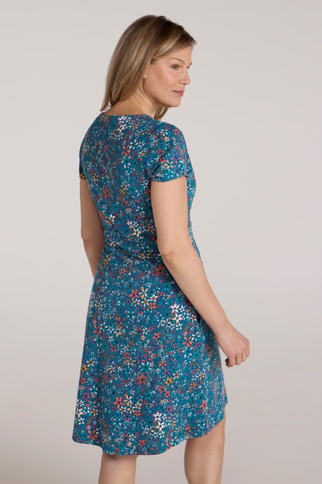 Orchid Patterned Women's UV Summer Dress with Side Pockets Holiday Beach Dress Multicolour - Image 3