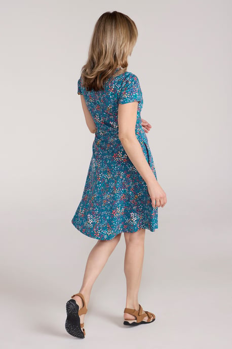 Orchid Patterned Women's UV Summer Dress with Side Pockets Holiday Beach Dress Multicolour - Image 4