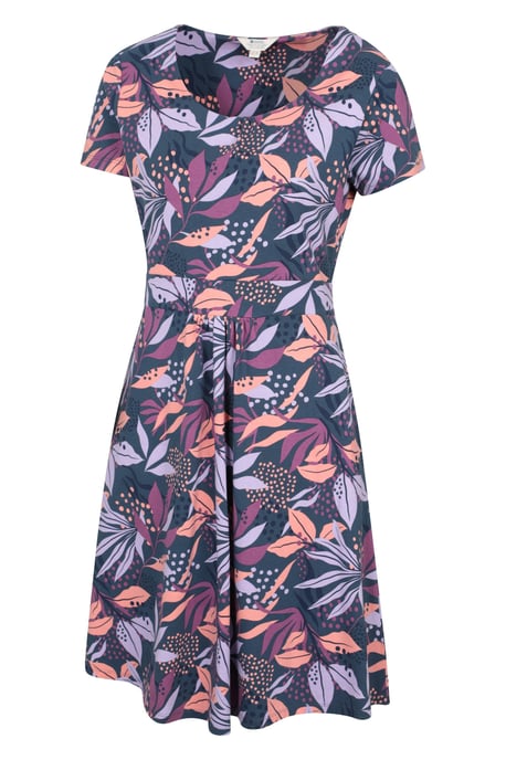 Orchid Patterned Women's UV Summer Dress with Side Pockets Holiday Beach Dress Purple - Image 4