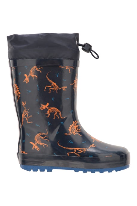 'Pattern' Winter Junior Wellies Lightweight Flexible Kids Fleece Lined Rain Boot Teal - Image 2