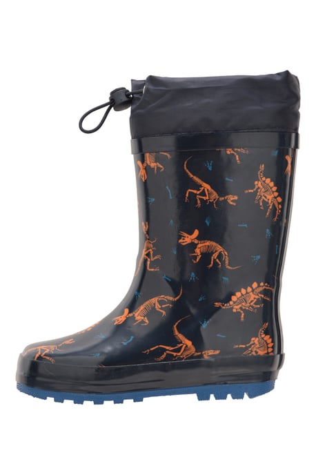 'Pattern' Winter Junior Wellies Lightweight Flexible Kids Fleece Lined Rain Boot Teal - Image 5