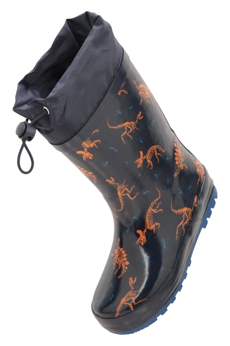 'Pattern' Winter Junior Wellies Lightweight Flexible Kids Fleece Lined Rain Boot Teal - Image 6