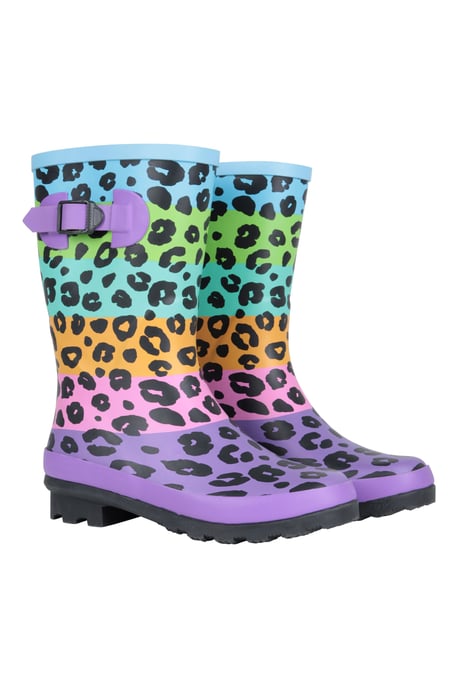 Kids Mid Height Rubber Wellies Waterproof Easy Clean Sturdy Grip Rain Boots Medium Blue - Image 1