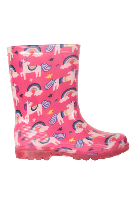 'Splash' Toddler Light Up Wellies Waterproof Flashing Sole Kids Rain Boots Shoes Pink - Image 2