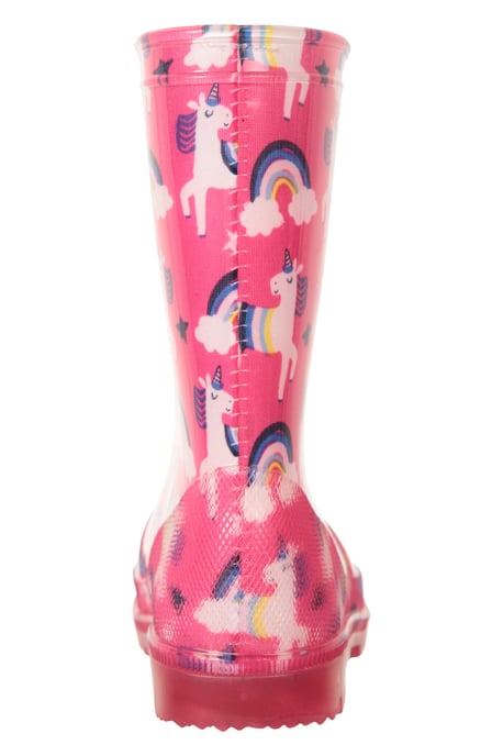 'Splash' Toddler Light Up Wellies Waterproof Flashing Sole Kids Rain Boots Shoes Pink - Image 3