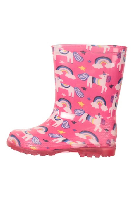 'Splash' Toddler Light Up Wellies Waterproof Flashing Sole Kids Rain Boots Shoes Pink - Image 5