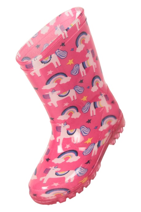 'Splash' Toddler Light Up Wellies Waterproof Flashing Sole Kids Rain Boots Shoes Pink - Image 6