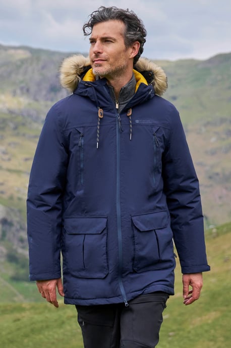 'Traverse' Men's Jacket Waterproof Breathable Warm Cosy Coat Navy - Image 1