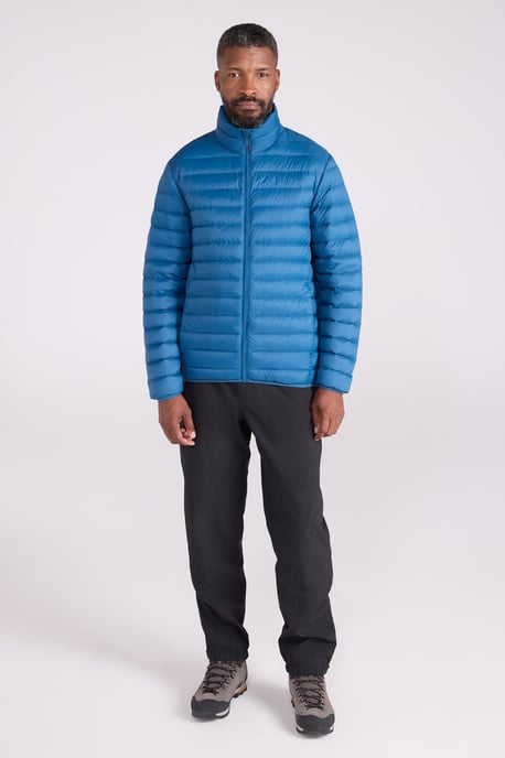 'Featherweight' Men's Down Jacket Water Resistant Puffer Full Zip Winter Coat Blue - Image 2