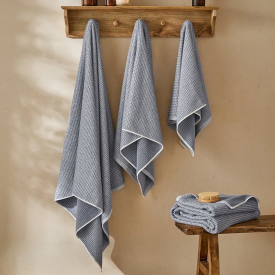 Hebden Textured Waffle 100% Cotton XL Bath Sheet, Denim Blue - Image 4