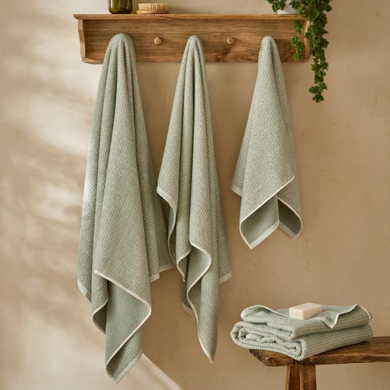 Hebden Textured Waffle 100% Cotton Bath Sheet, Bay Green - Image 4