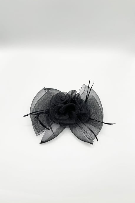 Rosette Bow Fascinator in Black - Image 2